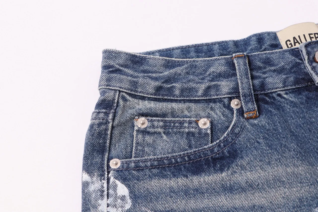 663#Gallery Dept New style distressed retro splashed blue washed denim shorts casual pants washed blue S~XL p200